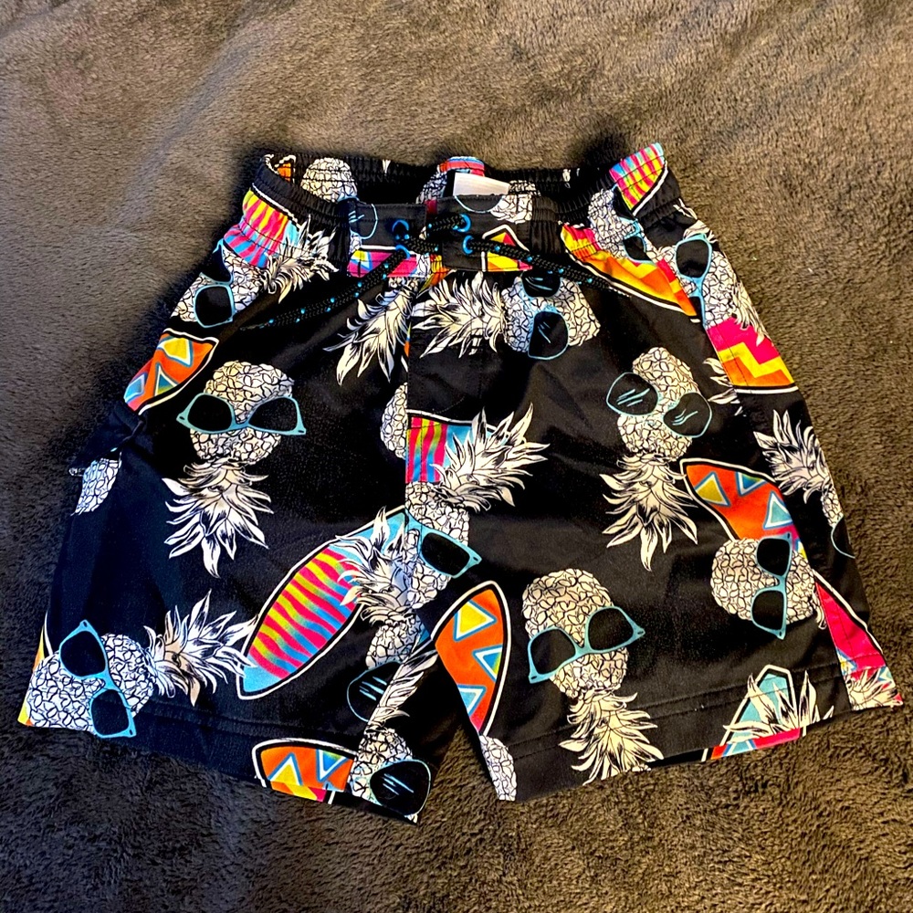 Tie Dye and Spotted Zebra Boy's 6/7 Swim Trunks